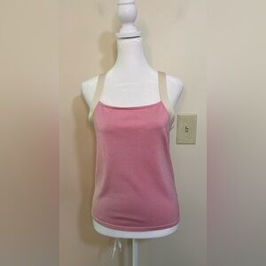 Ralph Lauren Women’s Silk Blend Cami Top Blouse Pink /Cream Trim Sz Small. NWOT